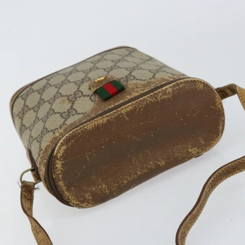 GUCCI GG Supreme Web Sherry Line Bag PVC Beige Gold 904 02 070 Auth 152352 - Picture 7 of 16
